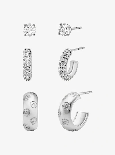Michael Kors 3-piece Earrings Gift Set In Silver