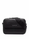Michael Kors Textured Cow Leather Messenger Bag In Black