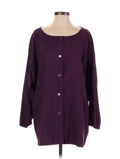 Pre-owned Michael Kors 3/4 Sleeve Silk Top Purple Square Neckline Tops