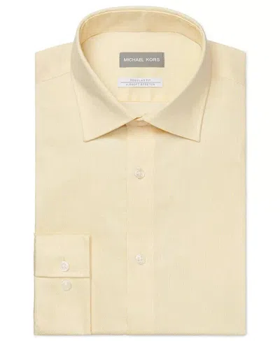 Michael Kors 35s1329 Dress Shirt Men Yellow Cotton Regular Fit Button Up Mcww199