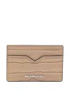 Michael Kors Hudson Notched Cardcase Crocodile Texture In Gray
