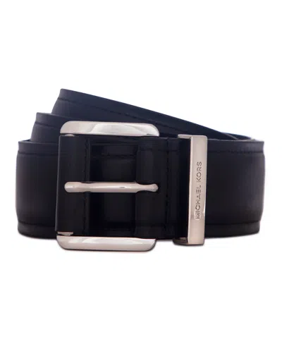 Michael Kors 42mm Leather Belt In Black,silver