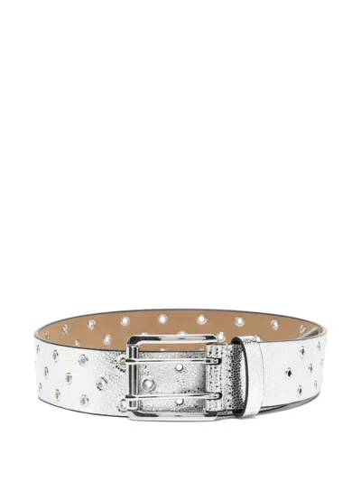 Michael Kors 45mm Leather Belt In Metallic