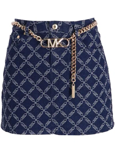 Michael Kors 5 Pkt Chain Dnm Skirt Clothing In Blue