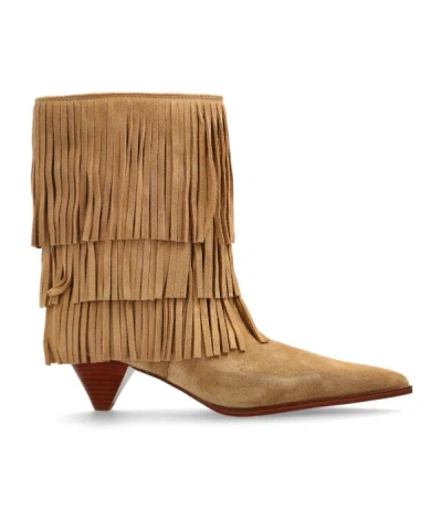 Michael Kors 50mm Fringe-panel Suede Boots In Multi
