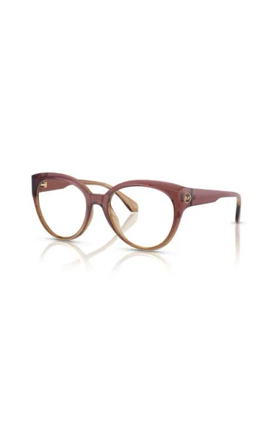Michael Kors 52mm Round Optical Glasses In Brown