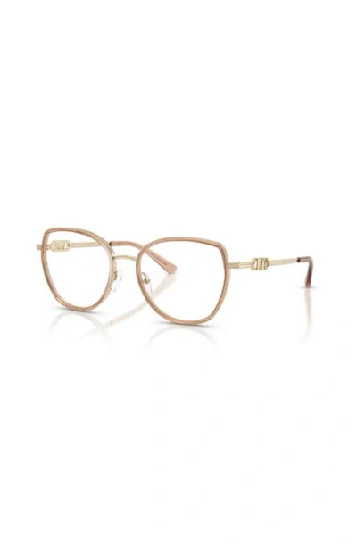 Michael Kors 53mm Round Optical Glasses In Gold