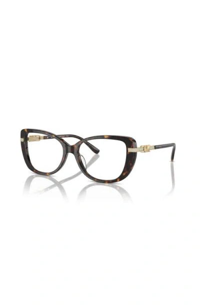 Michael Kors 54mm Cat Eye Optical Glasses In Brown