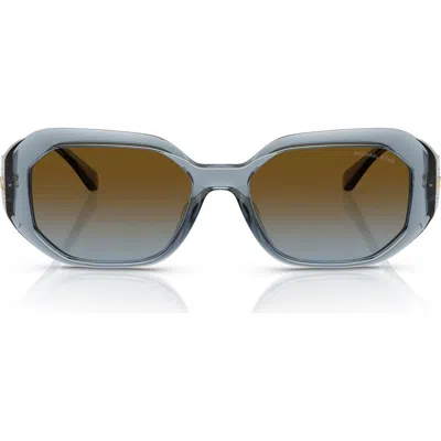 Michael Kors 54mm Gradient Geometric Sunglasses In Denim Transparent/brown Blue