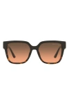 Michael Kors 54mm Gradient Square Sunglasses In Black Dark Tort/grey