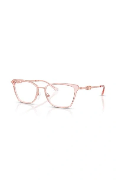 Michael Kors 54mm Rectangle Optical Glasses In Pink