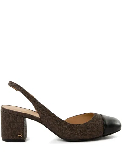 Michael Kors 57mm Monogram Slingback Pumps In Brown