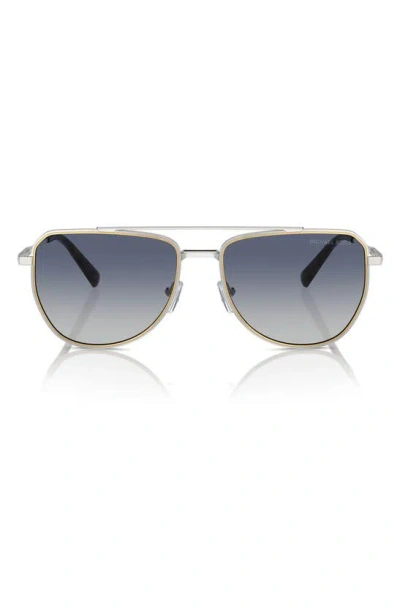 Michael Kors 58mm Pilot Whistler Sunglasses In Shiny Silver