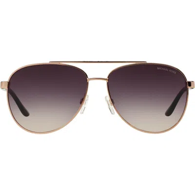Michael Kors 59mm Aviator Sunglasses In Rose Gold/violet Gradient