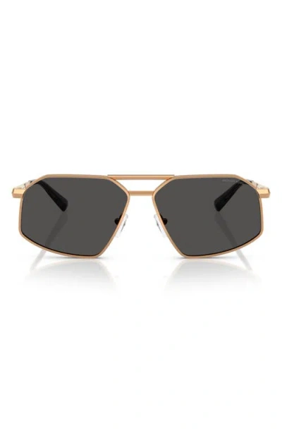 Michael Kors 60mm Irregular Sunglasses In Beige Gold/dark Grey Solid