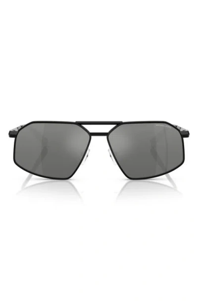 Michael Kors 60mm Irregular Sunglasses In Black Shiny/silver Flash