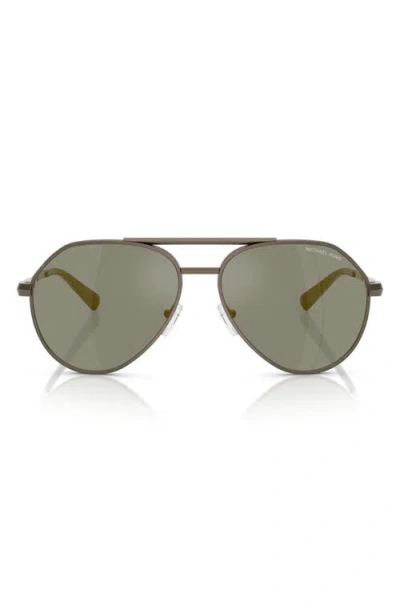 Michael Kors 60mm Pilot Sunglasses In Matte Husk/olive Mirror
