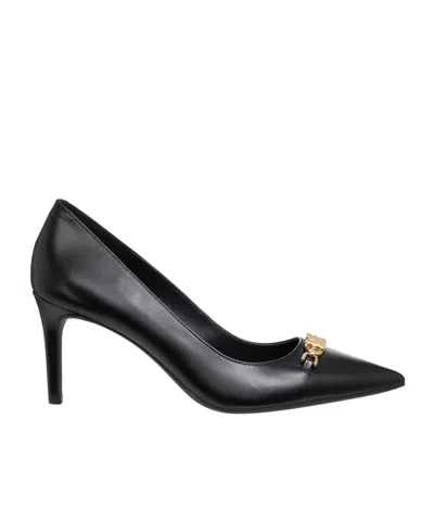 Michael Kors 75mm Appliqué-logo Leather Pumps In Black