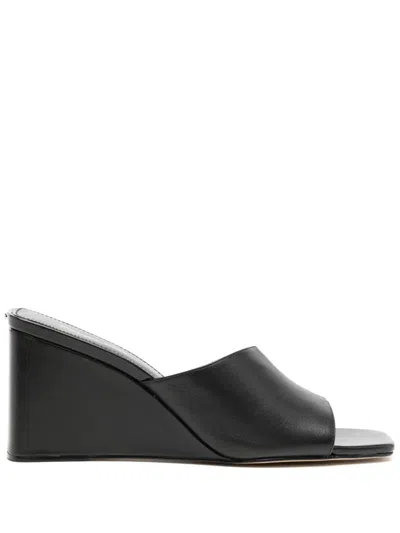 Michael Kors Merriam Wedge Leather Clogs In Black Color