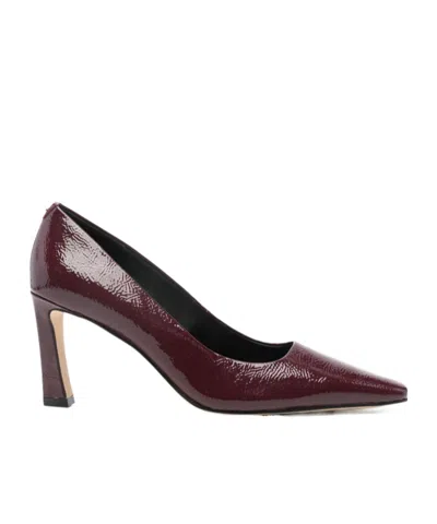 Michael Kors Mid-heel Pumps In Calfskin With Glossy Finish In Burgundy
