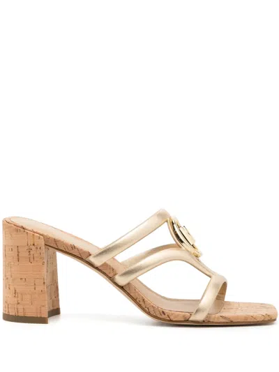 Michael Kors 90mm Hampton Mid-heel Sandals In Gold