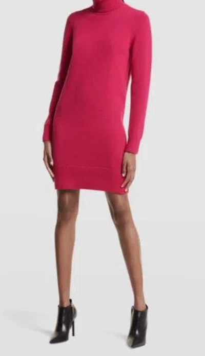 Pre-owned Michael Kors $990  Collection Women Pink Kaia Cashmere Turtleneck Dress Size S