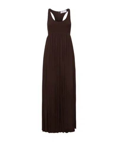 Michael Kors A Long Plain Knitted Dress In Brown