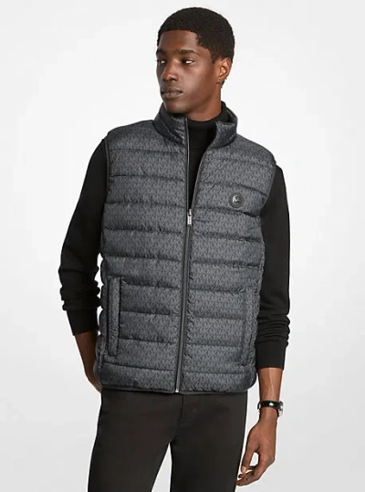 Michael Kors Abbou Signature Logo Reversible Vest In Black