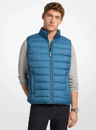 Michael Kors Abbou Signature Logo Reversible Vest In Blue
