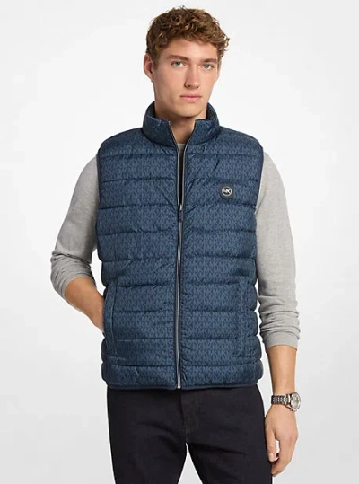 Michael Kors Abbou Signature Logo Reversible Vest In Blue