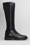 Michael Kors Abigail Boot Low Heels Boots In Black Leather And Fabric In Black