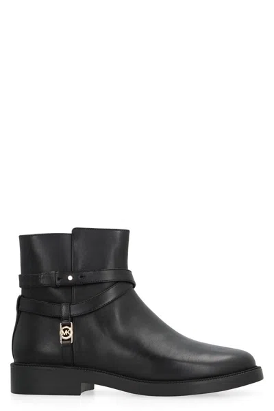 Michael Kors Abigail Logo Plaque Ankle Boots In Black