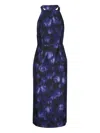 Michael Kors Abstract-print Midi Dress In Blue