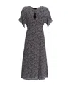 Michael Kors Abstract-print Midi Dress In Black