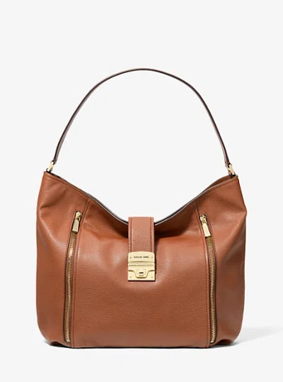 Michael Kors Addie Large Leather Shoulder Bag In Brown
