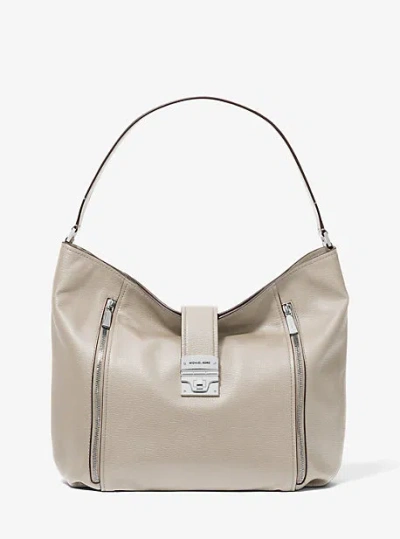Michael Kors Addie Large Leather Shoulder Bag In Natural