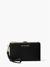 Michael Kors Adele Leather Double Zip Smartphone Wallet In Black In Black