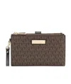 Michael Kors Adele Monogram Clutch Bag In Brown