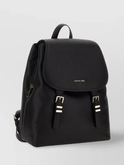 Michael Kors Adjustable Buckle Leather Backpack With Front Flap