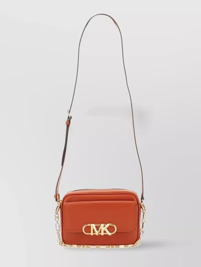 Michael Kors Adjustable Chain Strap Shoulder Bag With Gold-tone Hardware In Orange