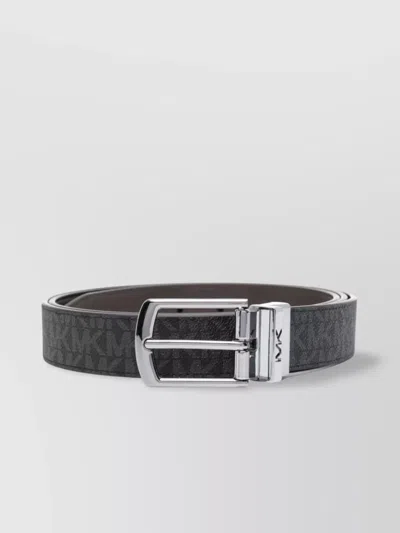 Michael Kors Adjustable Reversible Logo Belt With Punched Holes In Grey