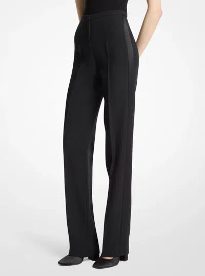 Michael Kors Agyness Double Crepe Sablé Tuxedo Trousers In Black