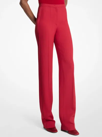 Michael Kors Agyness Double Crepe Sablé Tuxedo Trousers In Red