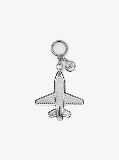 Michael Kors Airplane Metallic Keychain In Silver