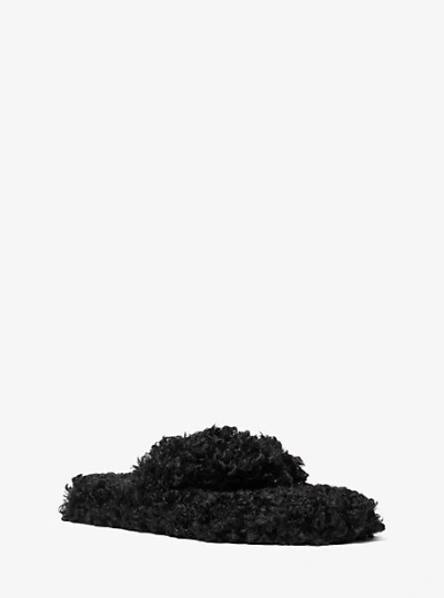 Michael Kors Alani Faux-fur Flip Flop In Black