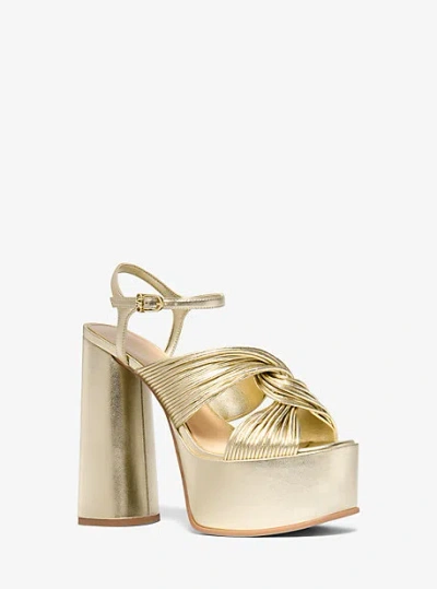Michael Kors Alessia Metallic Platform Sandal In Gold
