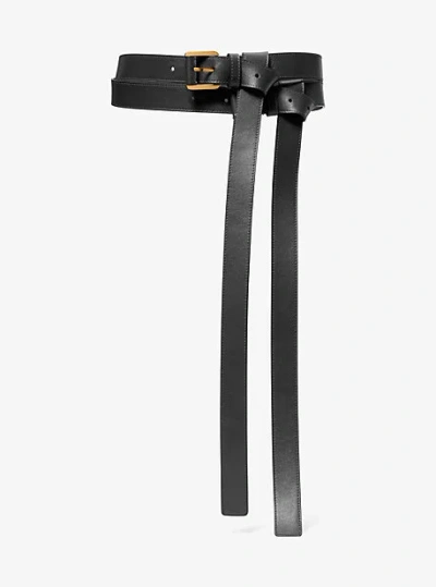 Michael Kors Allegra Leather Double Waist Belt In Black