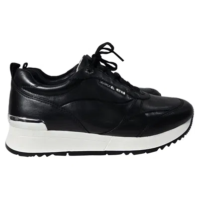Michael Kors Allie Stride Trainer In Black Leather And Nylon