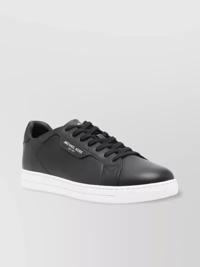 Michael Kors Almond Toe Leather Sneakers With Contrast Sole