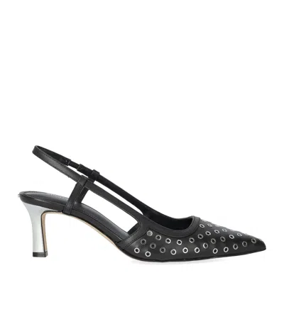 MICHAEL KORS MICHAEL KORS ALORA BLACK SILVER SLINGBACK PUMP